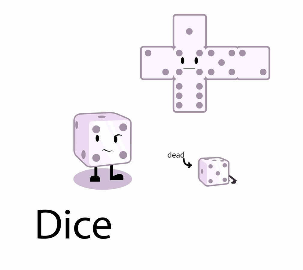 My OC, Dice's ref sheet. Date: July 2nd, 2026