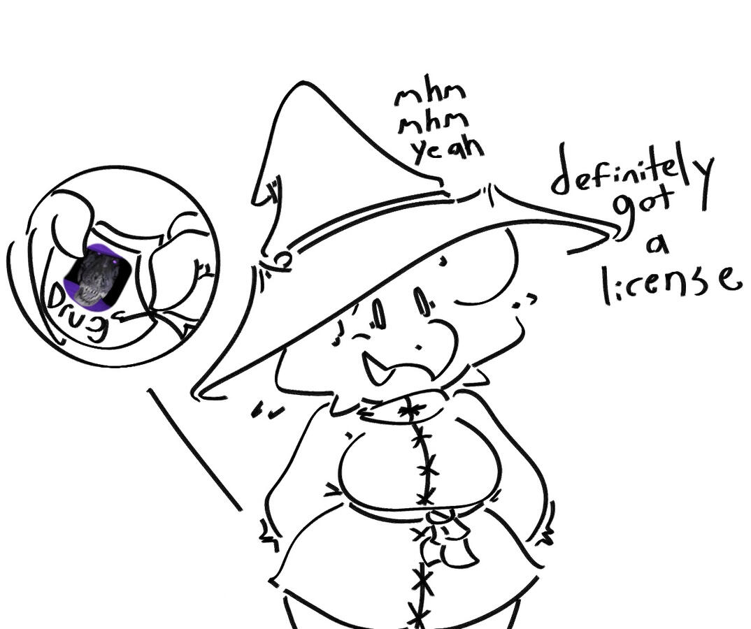 One of my DND characters, Aster, forging a drug license. Date: Jan 16th, 2026